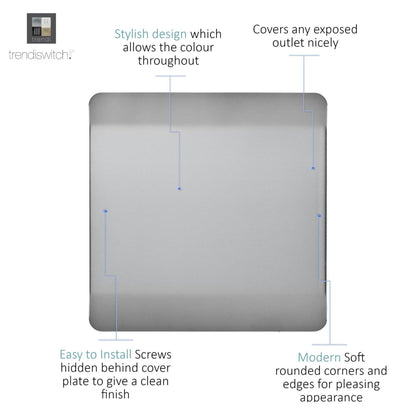 Trendi Switch Single Blanking Plate in Brushed Steel