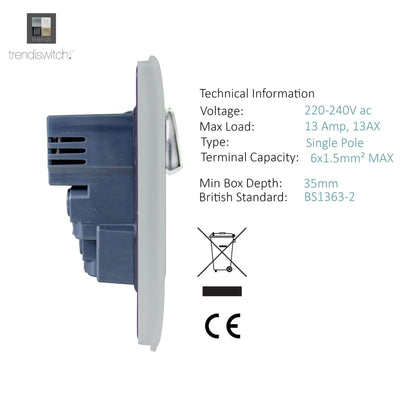 Trendi Switch 2 Gang 4 Port USB 2100mA Plug Socket in Platinum Silver