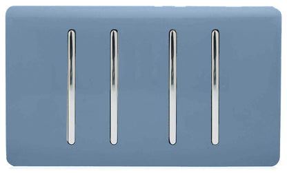 Trendi Switch 4 Gang Light Switch (1x 1 or 2 Way & 3 x Intermediate)in Sky Blue
