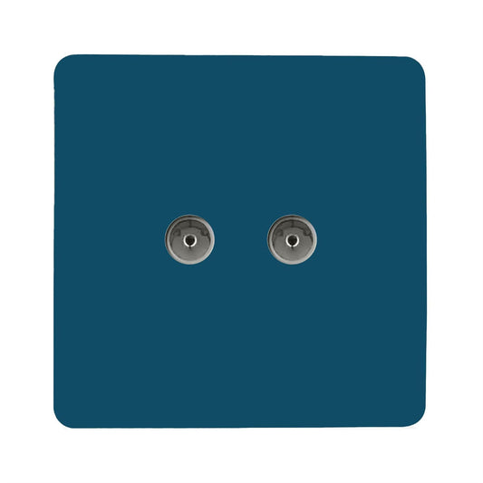 Trendi Switch 2 Gang Female Co-Axial Television Socketin Midnight Blue