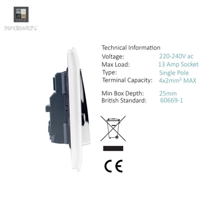 Trendi Switch 2 Gang 13 Amp Switched Plug Socket in Matt White - ART-SKT213LMWH