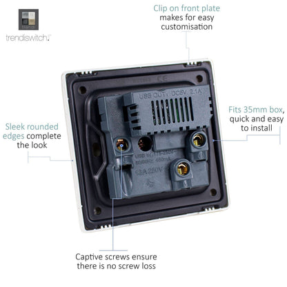 Trendi Switch 1 Gang USB 2100mA Plug Socket in Copper