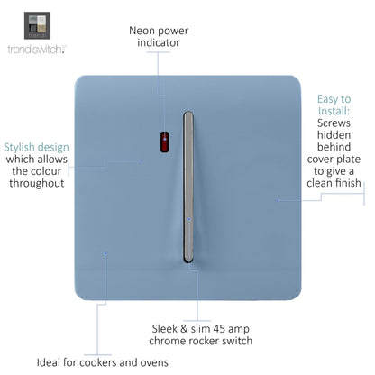 Trendi Switch 1 Gang 20 Amp Heavy Duty Rocker Switch in Sky Blue