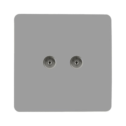 Trendi Switch 2 Gang Female Co-Axial Television Socket in Light Grey