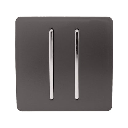 Trendi Switch 2 Gang Intermediate Rocker Light Switch in Dark Mocha Brown