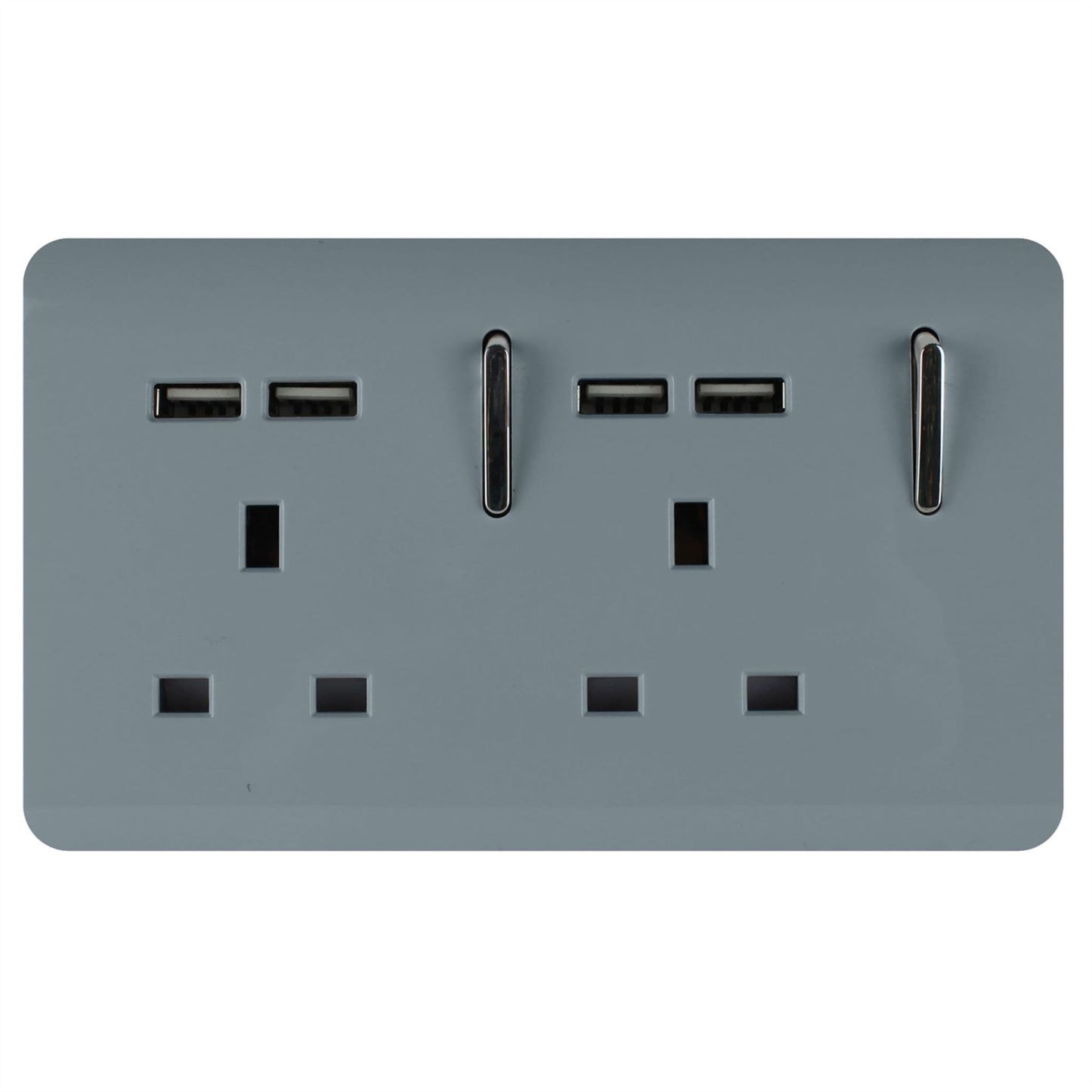Trendi Switch 2 Gang 4 Port USB 2100mA Plug Socketin Cool Grey