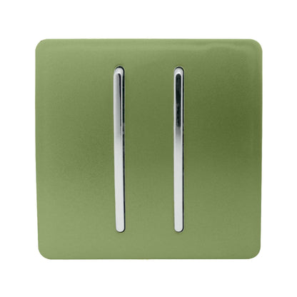 Trendi Switch 2 Gang 1 or 2 way Rocker Light Switch in Moss Green