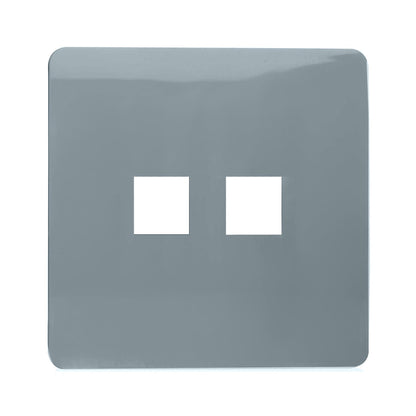 Trendi Switch 2 Gang Spare Faceplate For Modern Designer Telephone Slave Socket in Cool Grey