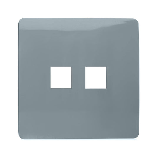 Trendi Switch 2 Gang Spare Faceplate For Modern Designer Telephone Slave Socket in Cool Grey