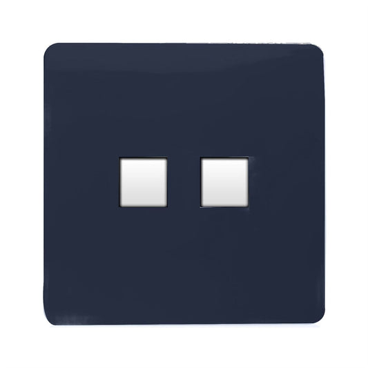Trendi Switch 2 Gang RJ45 Cat 6 Modern Designer PC Ethernet Socketin Navy Blue