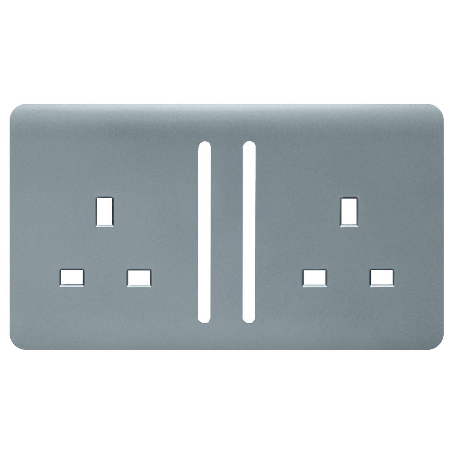 Trendi Switch 2 Gang Long Switched Spare Faceplate For Modern Designer Plug Socket in Cool Grey