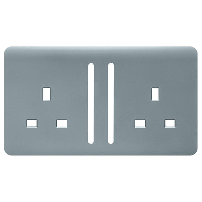 Trendi Switch 2 Gang Long Switched Spare Faceplate For Modern Designer Plug Socket in Cool Grey