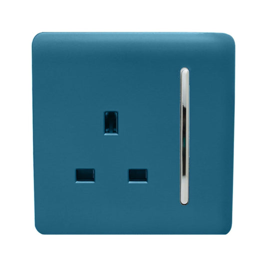 Trendi Switch 1 Gang 13 Amp Switched Spare Faceplate For Modern Designer Plug Socket in Ocean Blue