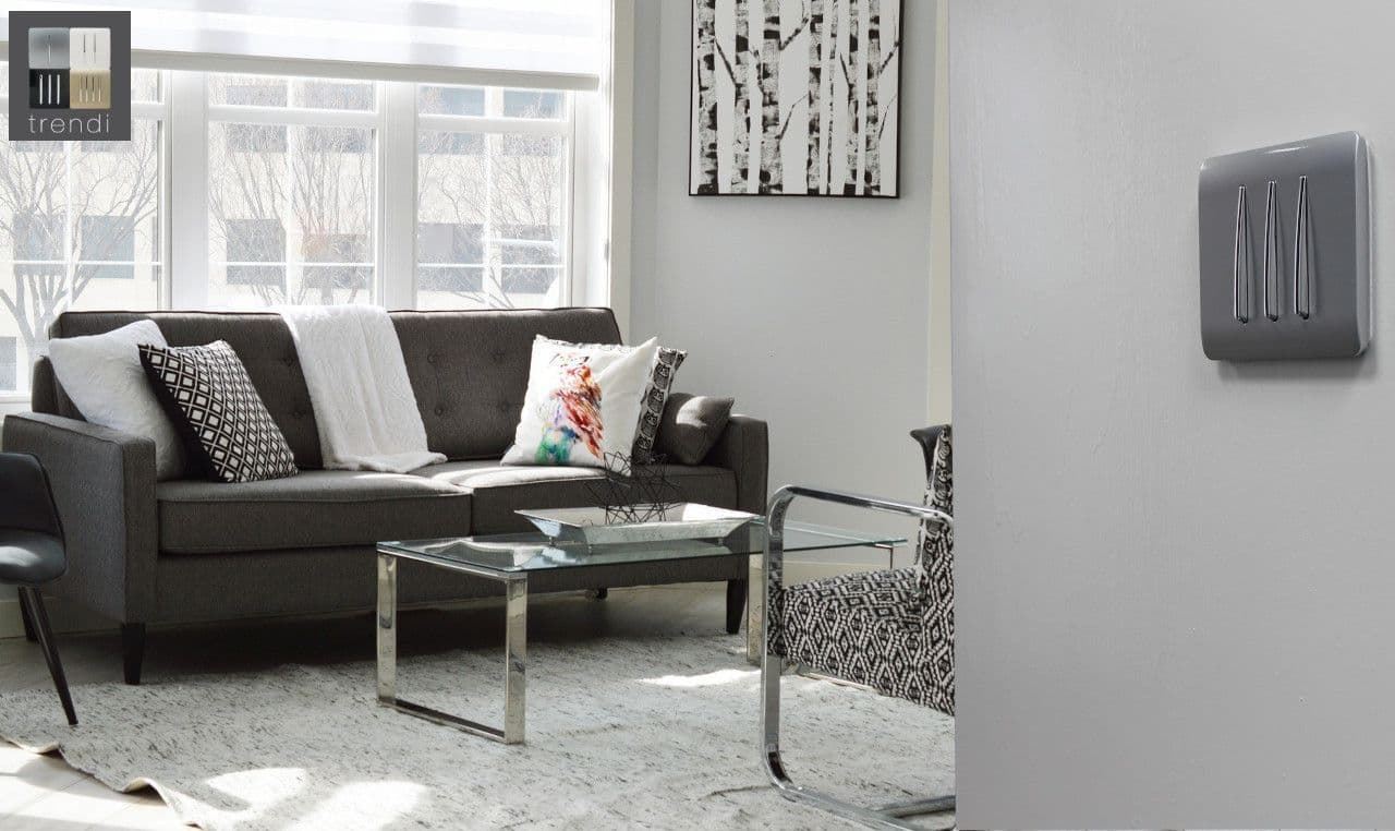 Trendi Switch 3 Gang 1 or 2 way Rocker Light Switch in Platinum Silver