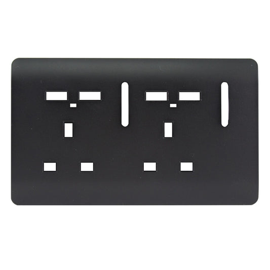 Trendi Switch 2 Gang 4 Port USB Spare Faceplate For Modern Designer Plug Socket in Matt Black