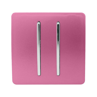 Trendi Switch 2 Gang 1 or 2 way Rocker Light Switch in Candy Pink