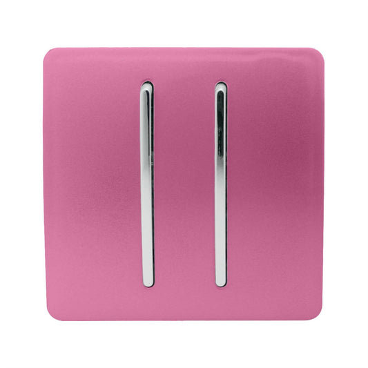 Trendi Switch 2 Gang 1 or 2 way Rocker Light Switchin Candy Pink