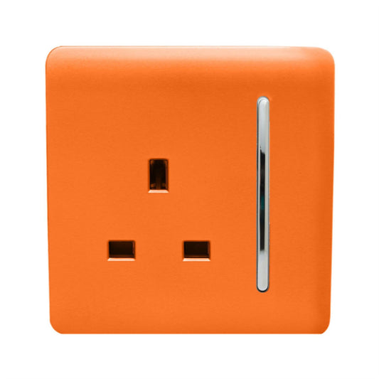 Trendi Switch 1 Gang 13 Amp Switched Plug Socketin Sunset Orange