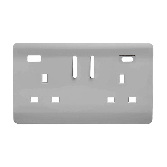 Trendi Switch 2 Gang Type A&C USB Spare Faceplate For Modern Designer Plug Socket in Brushed Steel
