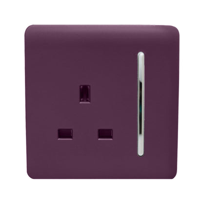 Trendi Switch 1 Gang 13 Amp Switched Plug Socket in Plum Purple