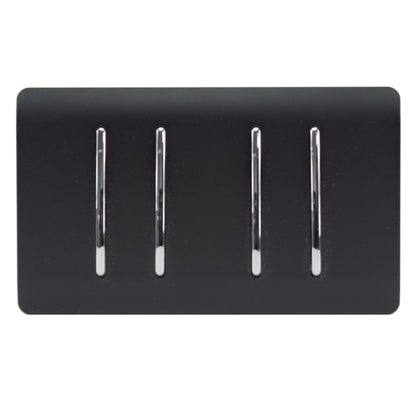 Trendi Switch 4 Gang 1 or 2 Way Light Switch in Matt Black