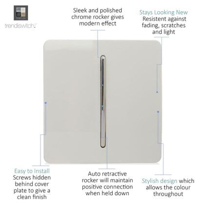 Trendi Switch 1 Gang Retractive Home Automation Switch in Ice White