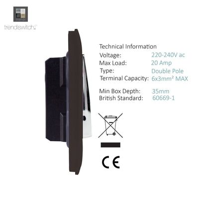 Trendi Switch 1 Gang 20 Amp Heavy Duty Rocker Switch in Dark Mocha Brown