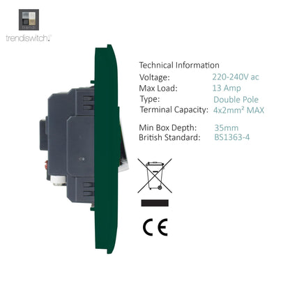 Trendi Switch 13 Amp Fused Spur with Flex Outlet in Dark Forest Green