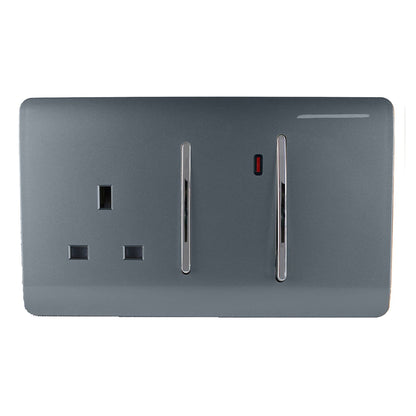 Trendi Switch 45 Amp Cooker Switch & 13 Amp Plug Socket with Neon in Warm Grey