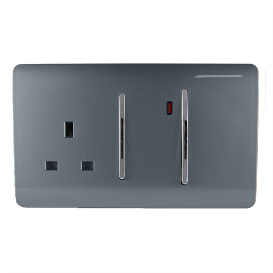 Trendi Switch 45 Amp Cooker Switch & 13 Amp Plug Socket with Neonin Warm Grey