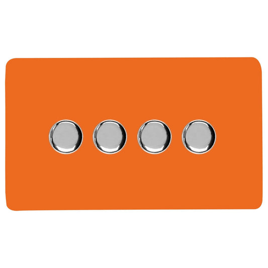 Trendi Switch 4 Gang 1 or 2 way 150w Rotary LED Dimmer Light Switchin Sunset Orange