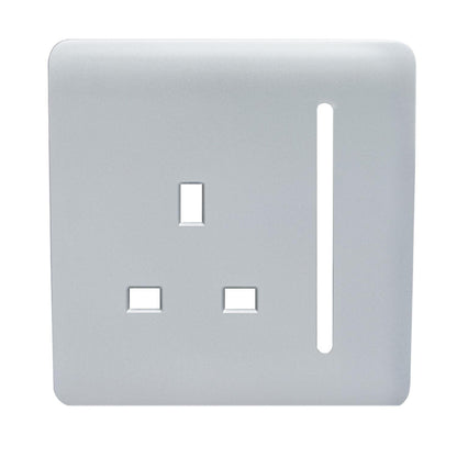Trendi Switch 1 Gang 13 Amp Switched Spare Faceplate For Modern Designer Plug Socket Platinum Silver