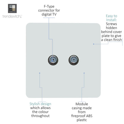 Trendi Switch 2 Gang Male F-Type Satellite Television Socket in Ice White