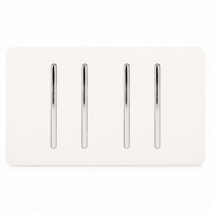 Trendi 4 Gang (1x 2 Way & 3x Intermediate) 10 Amp Rocker Light Switch Matt White - ART-SS2999MWH