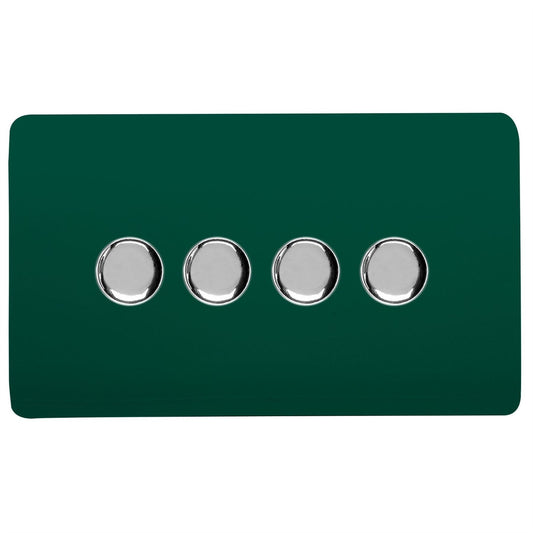 Trendi Switch 4 Gang 1 or 2 way 150w Rotary LED Dimmer Light Switchin Dark Forest Green