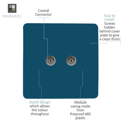 Trendi Switch 2 Gang Female Co-Axial Television Socket in Midnight Blue