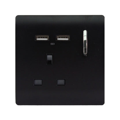 Trendi Switch 1 Gang USB 2100mA Plug Socket in Matt Black