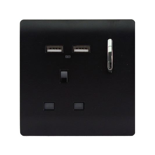Trendi Switch 1 Gang USB 2100mA Plug Socketin Matt Black