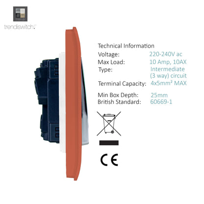 Trendi Switch 2 Gang Intermediate Rocker Light Switch in Copper