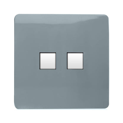 Trendi Switch 2 Gang Cat 3 Telephone Slave Socket in Cool Grey