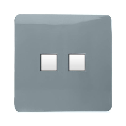 Trendi Switch 2 Gang Cat 3 Telephone Slave Socketin Cool Grey