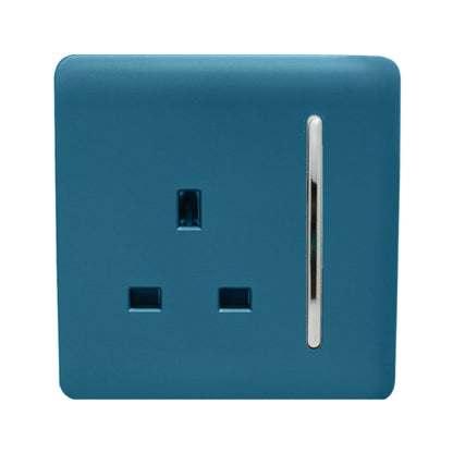 Trendi Switch 1 Gang 13 Amp Switched Plug Socket in Ocean Blue