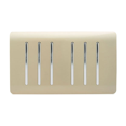Trendi Switch 6 Gang 1 or 2 Way Light Switch in Champagne Gold