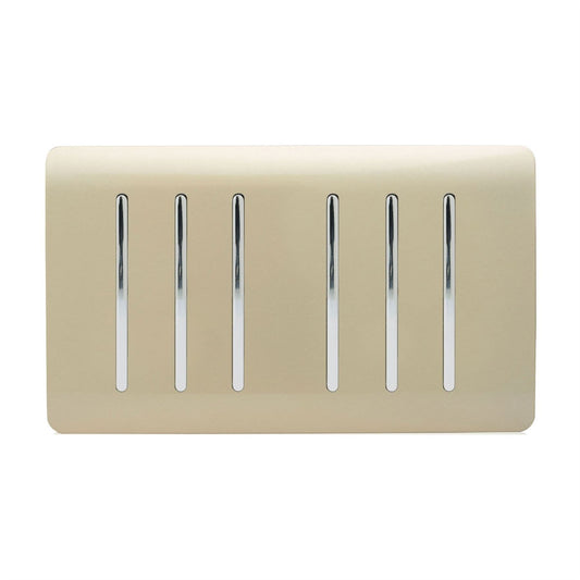 Trendi Switch 6 Gang 1 or 2 Way Light Switchin Champagne Gold