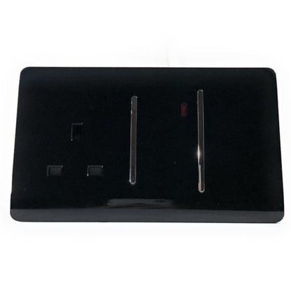 Trendi Switch 45 Amp Cooker Switch & 13 Amp Plug Socket with Neon in Piano Black
