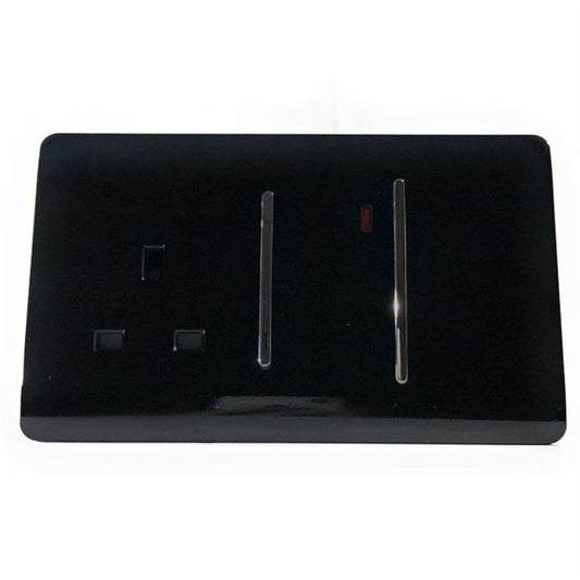 Trendi Switch 45 Amp Cooker Switch & 13 Amp Plug Socket with Neonin Piano Black