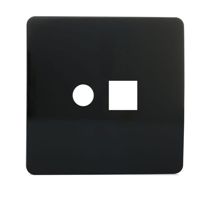Trendi SPARE FACEPLATE For TV Co-axial + RJ45 Cat 5e/6 PC Ethernet Socket Black