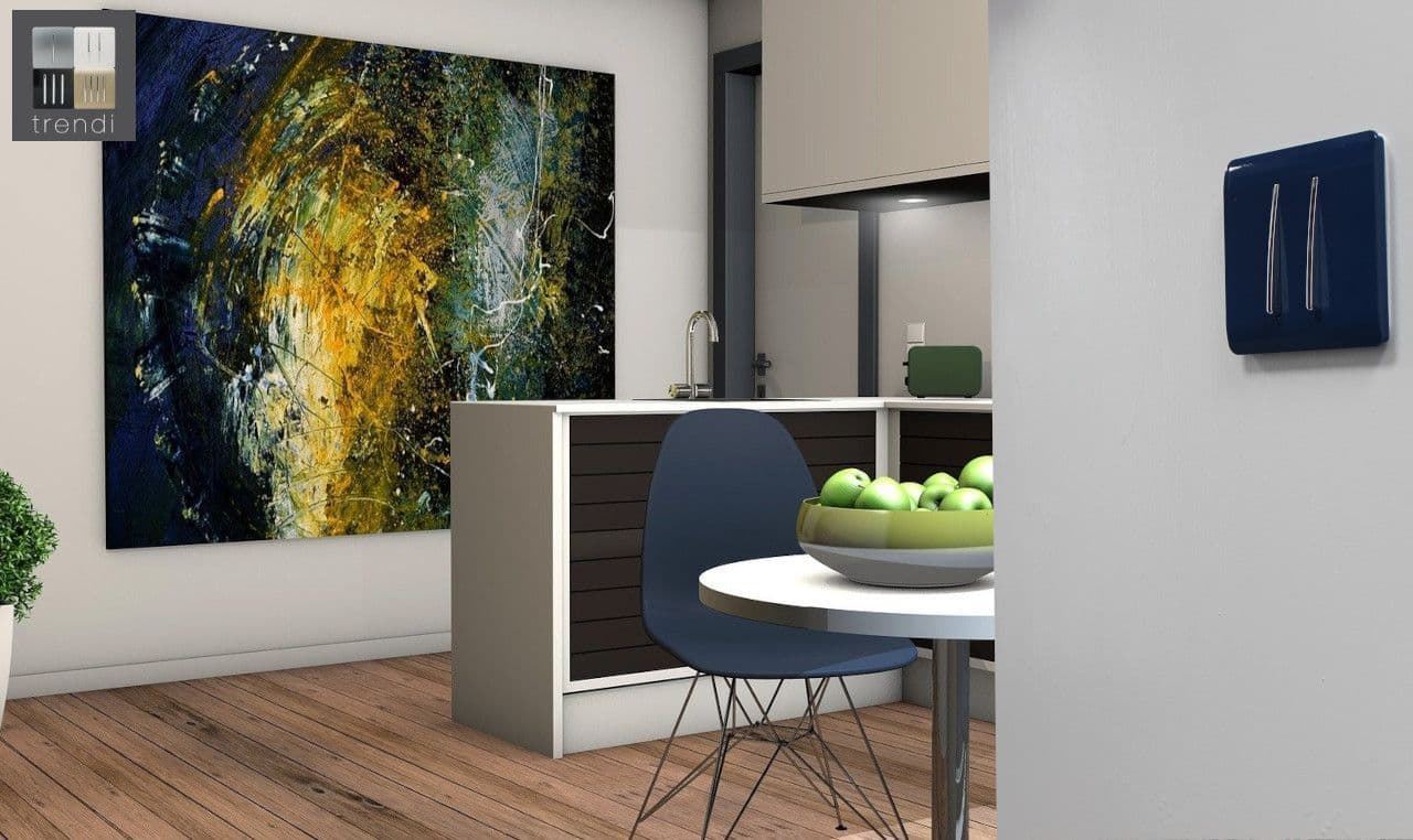 Trendi Switch 2 Gang Rocker Light Switch (1x 1 or 2 way & 1x Intermediate)in Midnight Blue