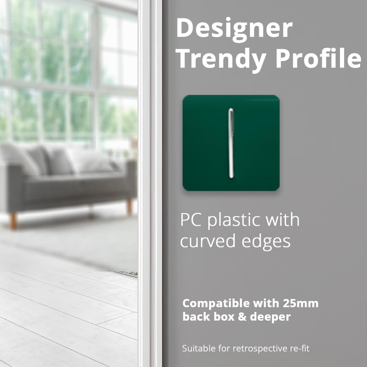 Trendi Switch 1 Gang 1 or 2 way Rocker Light Switchin Dark Forest Green