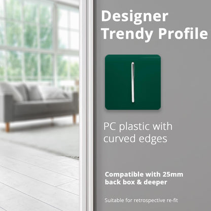 Trendi Switch 1 Gang 1 or 2 way Rocker Light Switch in Dark Forest Green